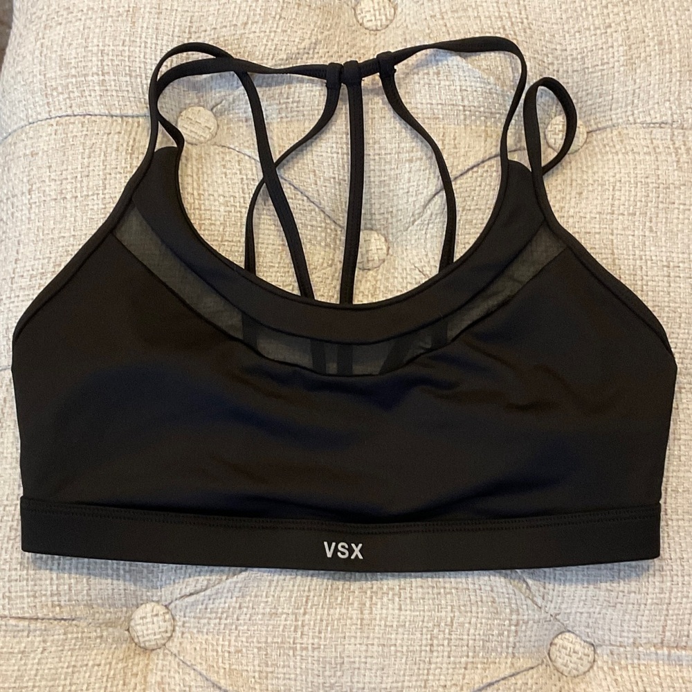 VSX Black Mesh Detail Sports Bra